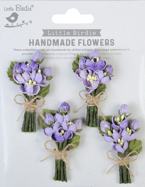 Little Birdie Jubilee Paper Flowers 4/Pkg-Lavender Whisper - JUBILEE-87060 - 8903236694529
