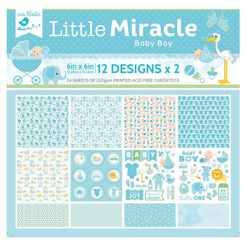 Little Birdie Little Miracle Cardstock Pack 6"X6" 24/Pkg-Baby Boy - CR85664 - 8903236680560 Little Birdie Little Miracle Cardstock Pack 6"X6" 24/Pkg-Baby Boy - CR85664 - 8903236680560