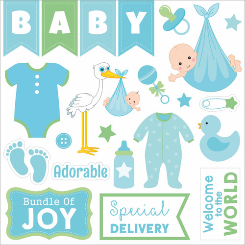 Little Birdie Little Miracle Cardstock Pack 6"X6" 24/Pkg-Baby Boy - CR85664 Little Birdie Little Miracle Cardstock Pack 6"X6" 24/Pkg-Baby Boy - CR85664