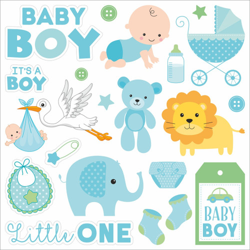 Little Birdie Little Miracle Cardstock Pack 6"X6" 24/Pkg-Baby Boy - CR85664 Little Birdie Little Miracle Cardstock Pack 6"X6" 24/Pkg-Baby Boy - CR85664