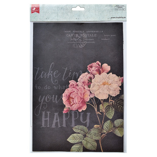 Little Birdie Decoupage Paper A4 4/Pkg-Pretty Primrose & Be Happy CR81874 - 8903236641035