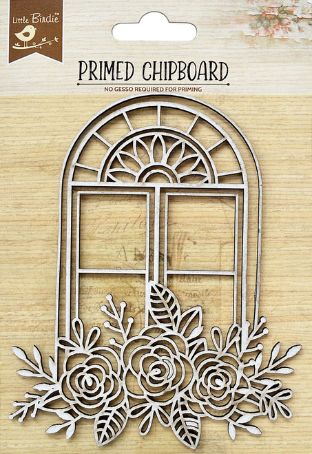 Little Birdie Laser Cut Primed Chipboard 1/Pkg-Flower Arch Window - 1PCBD399-82995 - 8903236652888