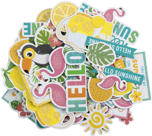 Little Birdie Ephemera Embellishment 82/Pkg-Sunshine & Lemonade - CR79496