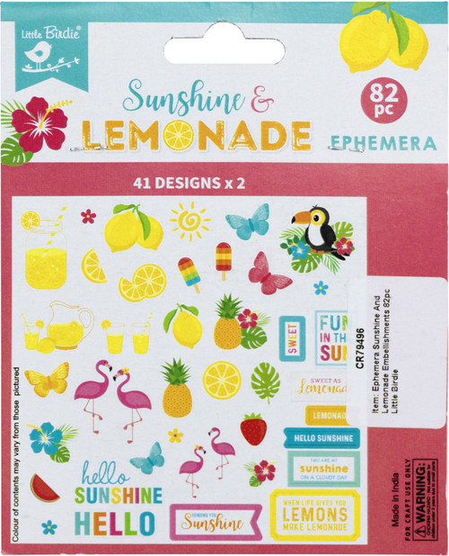 Little Birdie Ephemera Embellishment 82/Pkg-Sunshine & Lemonade - CR79496 Little Birdie Ephemera Embellishment 82/Pkg-Sunshine & Lemonade - CR79496