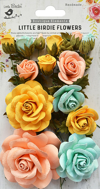 Little Birdie Rosalind Paper Flowers 21/Pkg-Pastel Palette - ROSALIND-69292 - 8903236511369