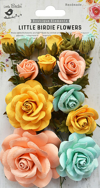 Little Birdie Rosalind Paper Flowers 21/Pkg-Pastel Palette ROSALIND-69292 - 8903236511369