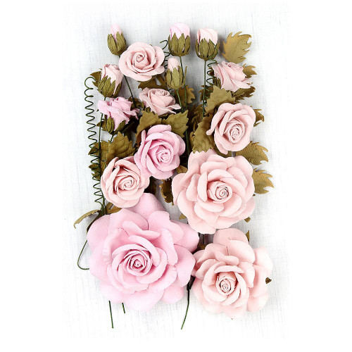 Little Birdie Rosalind Paper Flowers 21/Pkg-Pearl Pink ROSALIND-69297