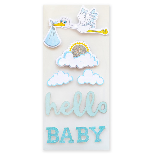 Little Birdie Storks Embellishment 9/Pkg-Hello Baby Blue CR66489