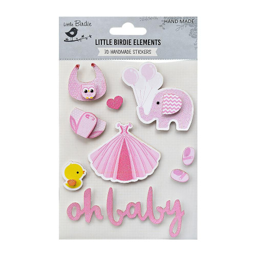 Little Birdie Oh Baby Embellishment 10 /Pkg-Pink CR70321 - 8903236521665
