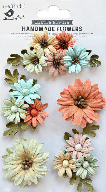 Little Birdie Fairy Garden Paper Flowers 5/Pkg-Woodland Stories - FAIRYGAR-79414 - 8903236615258