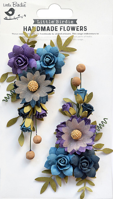 Little Birdie Fairy Rosa Paper Flowers 2/Pkg-Purple Passion - FAIRYROS-79430 - 8903236615418