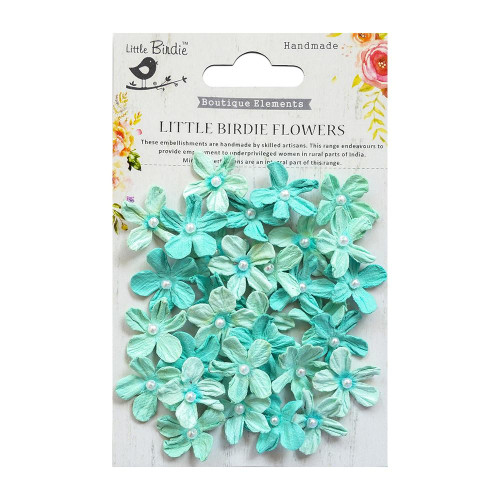 Little Birdie Pearl Petites Paper Flowers 32/Pkg-Arctic Ice PEARLPT-69574 - 8903236514186