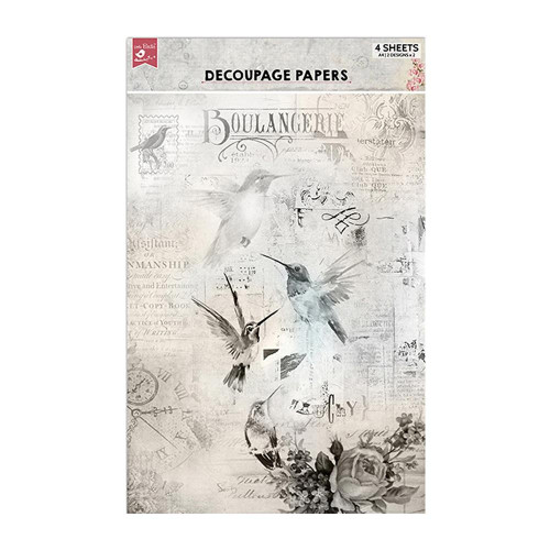 Little Birdie Decoupage Paper A4 4/Pkg-Touch Of Nature DECOUA4-73474 - 8903236554663