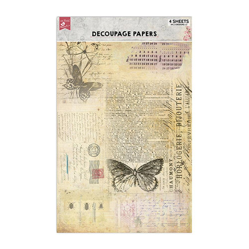 Little Birdie Decoupage Paper A4 4/Pkg-Butterfly Chronicle DECOUA4-73471 - 8903236554632