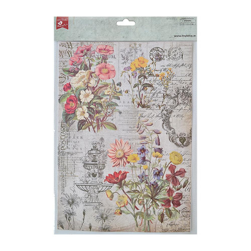 Little Birdie Decoupage Paper A4 4/Pkg-Wild Blossom - DECOUA4-81871 - 8903236641004