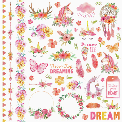 Little Birdie Cardstock Pack 12"X12" 12/Pkg-Boho Dreams CR83876