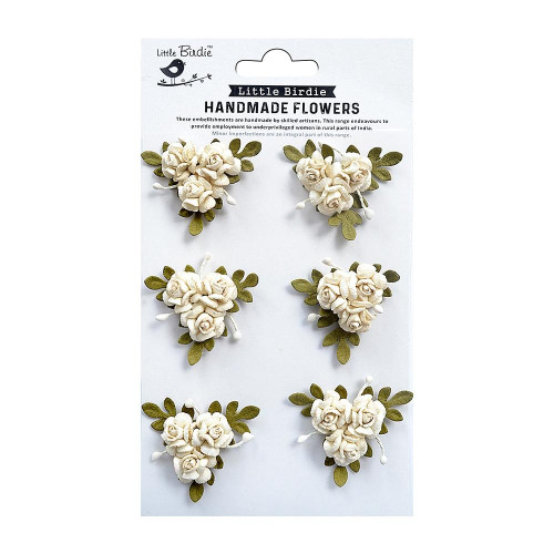 Little Birdie Francisca Paper Flowers 6/Pkg-Shabby Chic - FRANCISC-82812 - 8903236650754