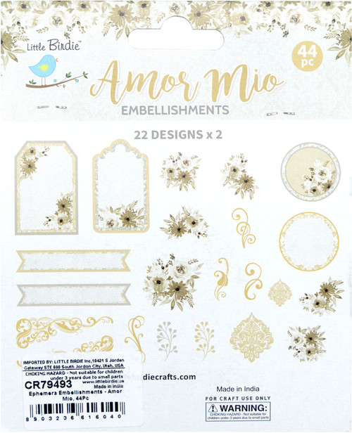Little Birdie Ephemera Embellishment 44/Pkg-Amor Mio - 5A0020L8-79493 Little Birdie Ephemera Embellishment 44/Pkg-Amor Mio - 5A0020L8-79493