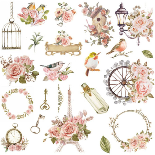 Little Birdie Ephemera Embellishment 44/Pkg-Shabby Chic Bouquet - EPHM44-84079
