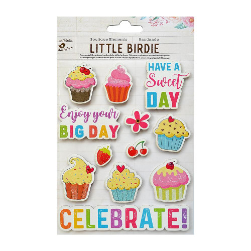 Little Birdie Sticker Embellishment 12/Pkg-Cupcake Treats - CR67732 - 8903236495768