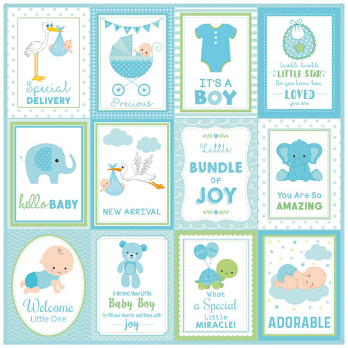 Little Birdie Little Miracle Cardstock Pack 12"X12" 12/Pkg-Baby Boy CR85665
