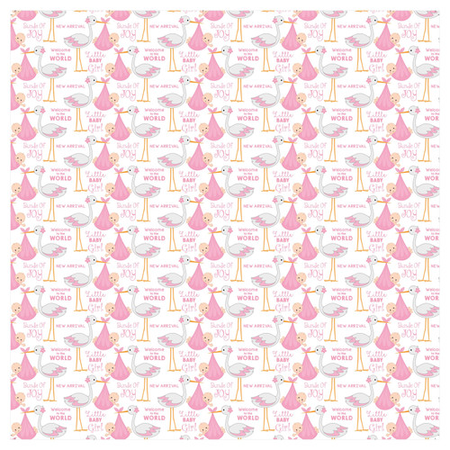 Little Birdie Little Miracle Cardstock Pack 12"X12" 12/Pkg-Baby Girl - CR85668