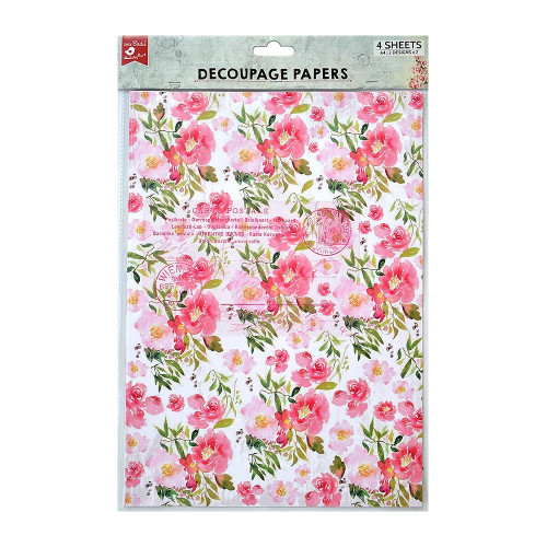 Little Birdie Decoupage Paper A4 4/Pkg-Blossoming Elegance 5A002K1J-81863 - 8903236640922