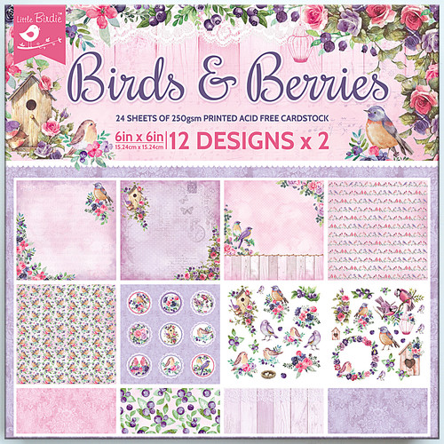 Little Birdie Cardstock Pack 6"X6" 12/Pkg-Birds And Berries - CR83883 - 8903236661767 Little Birdie Cardstock Pack 6"X6" 12/Pkg-Birds And Berries - CR83883 - 8903236661767