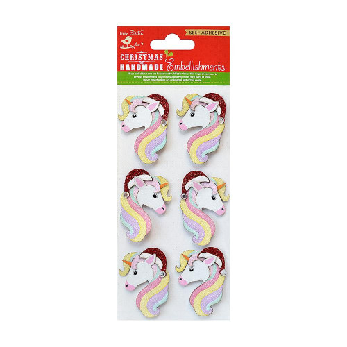 Little Birdie Christmas Embellishment 6/Pkg-Unicorn Glitz CR79894 - 8903236620054