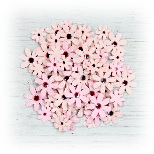 Little Birdie Sparkle Florettes Paper Flowers 80/Pkg-Pearl Pink SPRKLFL3-70145