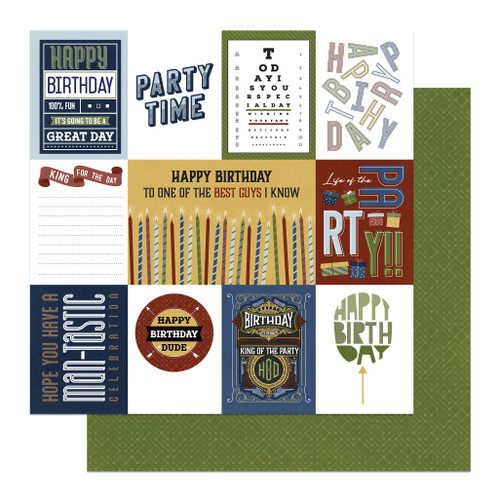 25 Pack Birthday Bash Double-Sided Cardstock 12"X12"-King Of The Party PBBA12-4433 - 709388344330