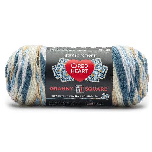 3 Pack - Red Heart All in One Granny Square-Aran - Soft Sky - E310GS-2011 - 073650082498
