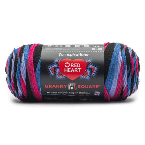 3 Pack Red Heart All in One Granny Square-Black Hyper Violet E310GS-2022 - 073650089312