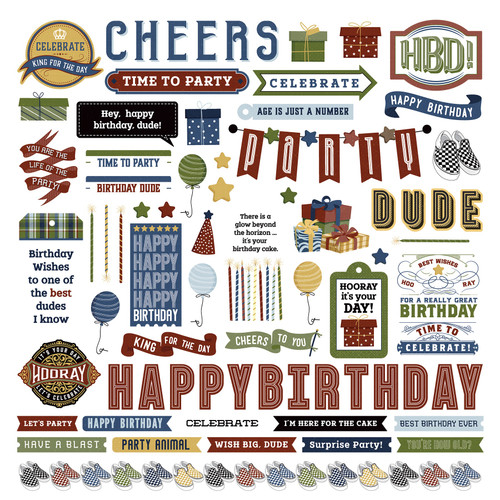 4 Pack Birthday Bash Stickers 12"X12"-Elements BBA4432 - 709388344323