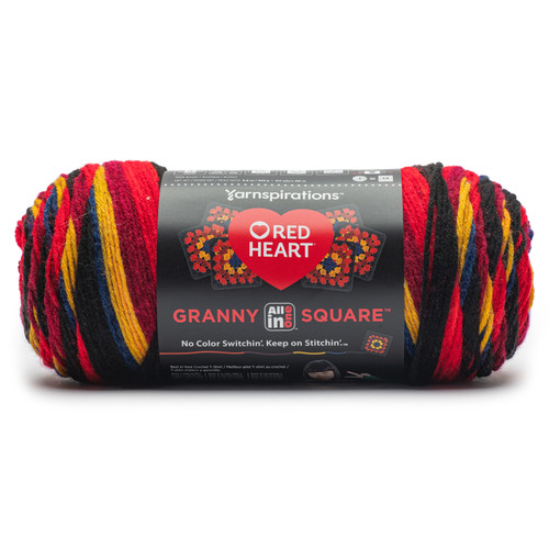 Red Heart All in One Granny Square-Black - Moody Cherry - E310GS-2019 - 073650089282
