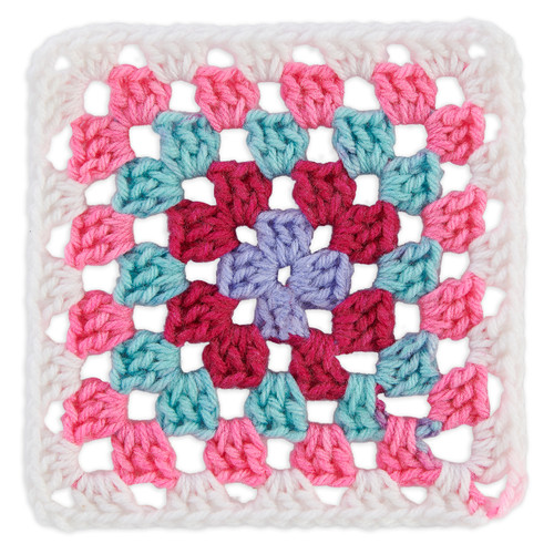 3 Pack - Red Heart All in One Granny Square-Soft White - Pink Punch - E310GS-2001
