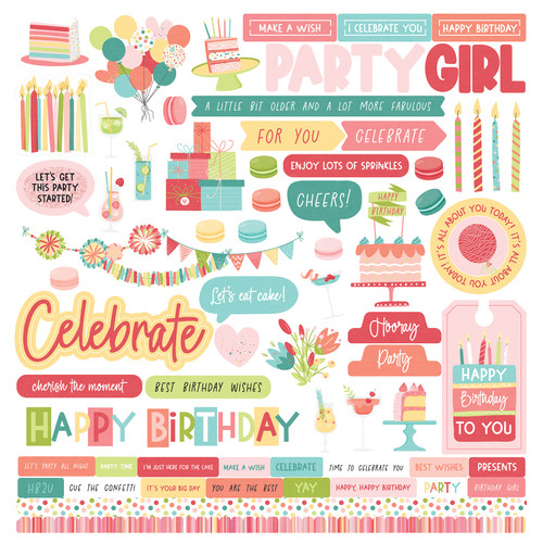 Birthday Sparkle Stickers 12"X12"-Elements BSP4419 - 709388344194