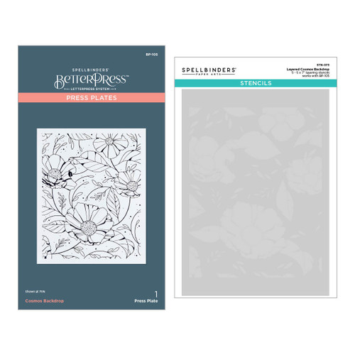 Spellbinders BetterPress And Stencil Bundle From The Pressed-Cosmos Backdrop BD0822 - 810146540809