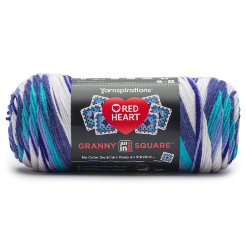 Red Heart All in One Granny Square-Soft White - Amethyst - E310GS-2005 - 073650082429