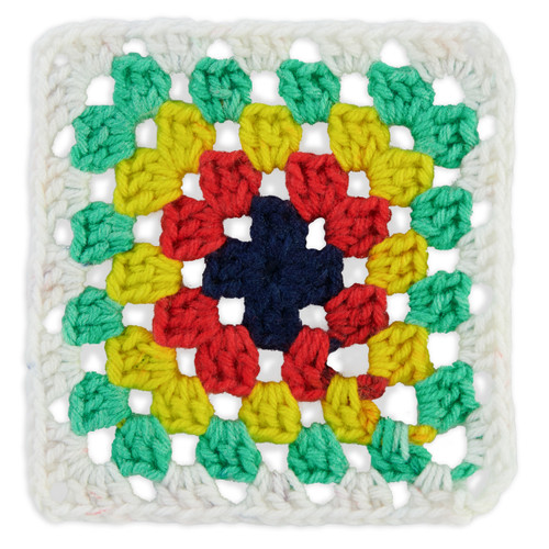 Red Heart All in One Granny Square-Soft White - Green Scream - E310GS-2003