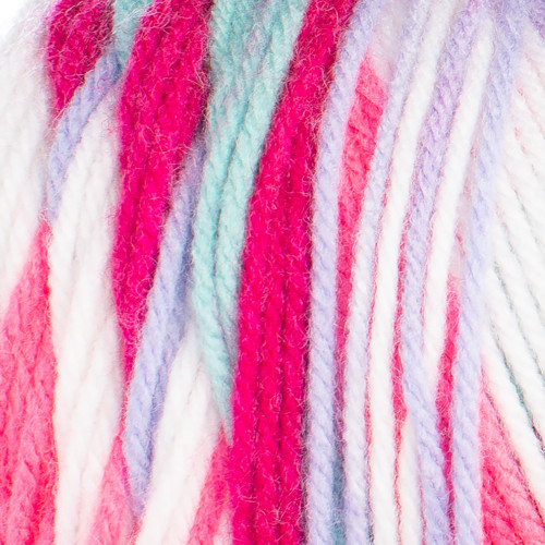 Red Heart All in One Granny Square-Soft White - Pink Punch - E310GS-2001