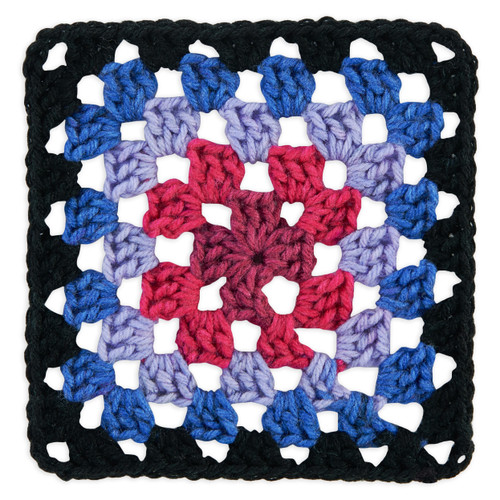 Red Heart All in One Granny Square-Black - Hyper Violet - E310GS-2022