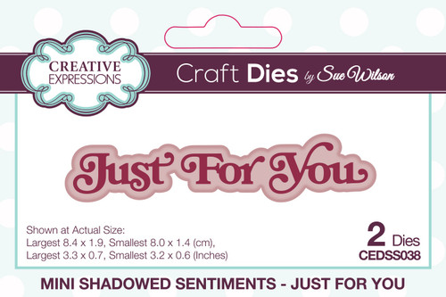 3 Pack Creative Expressions Craft Dies By Sue Wilson-Just For You Mini Shadowed Sentiments CEDSS038 - 5055305987018