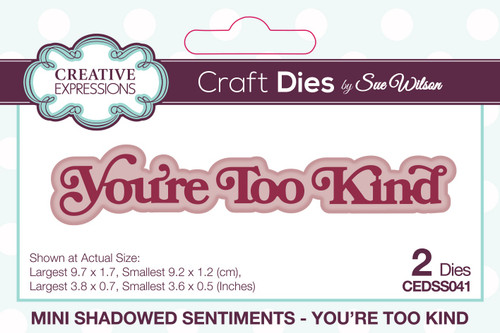 2 Pack Creative Expressions Craft Dies By Sue Wilson-You're Too Kind Mini Shadowed Sentimen CEDSS041 - 5055305987049