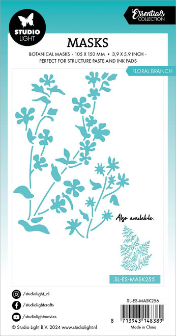 3 Pack - Studio Light Essentials 4.1"X5.8" Stencil-Nr. 256, Floral Branch - SMASK256