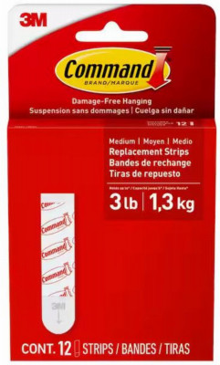 Command Medium Refill Strips 12/Pkg-White - 17021ESF - 076308408725