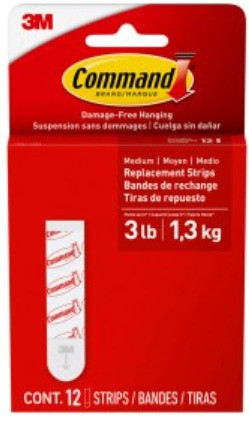 Command Medium Refill Strips 12/Pkg-White - 17021ESF - 076308408725