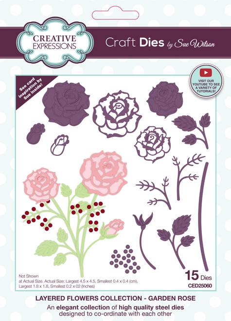 Creative Expressions Craft Dies By Sue Wilson-Rose Layered Flowers CED25060 - 5055305987070
