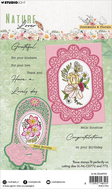 Studio Light Nature Lover Clear Stamps-Nr. 593, Sentiments & Florals - STAMP593 Studio Light Nature Lover Clear Stamps-Nr. 593, Sentiments & Florals - STAMP593
