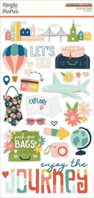 Pack Your Bags Chipboard Stickers-6"X12" PYB22117 - 810112389524